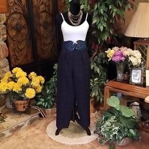 Lauren Ralph Lauren Navy & White Ankle Trousers Size 8